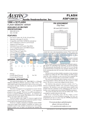 AS8F128K32Q-60/IT datasheet - 128K x 32 FLASH FLASH MEMORY ARRAY