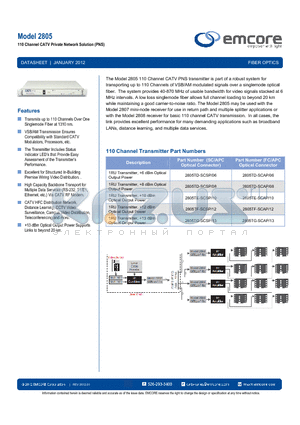 2805TF-SCAP/12 datasheet - 110 Channel CATV Private Network Solution (PNS)