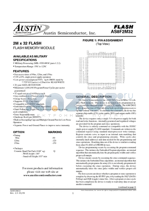 AS8F2M32 datasheet - 2M x 32 FLASH FLASH MEMORY MODULE