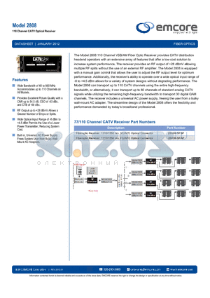 2808 datasheet - 110 Channel CATV Optical Receiver