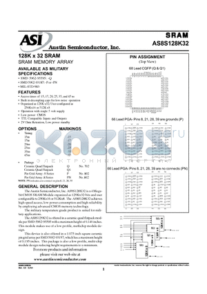 AS8F512K32P-120/CT datasheet - 512K x 32 FLASH FLASH MEMORY ARRAY