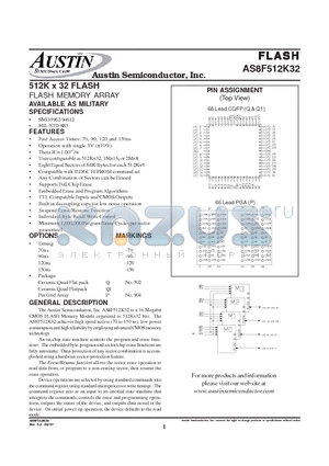 AS8F512K32P-120/CT datasheet - 512K x 32 FLASH FLASH MEMORY ARRAY