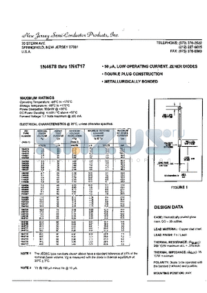 1N4686 datasheet - 50 uA, LOW OPERATING CURRENT, ZENER DIODE