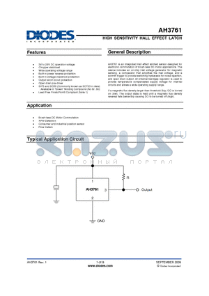 AH3761-PG-A datasheet - HIGH SENSITIVITY HALL EFFECT LATCH