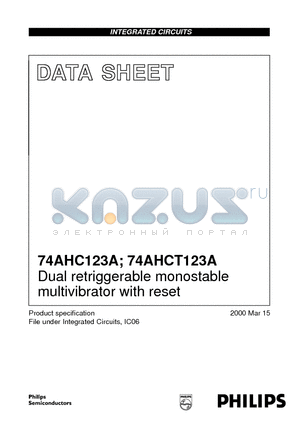 74AHC123 datasheet - Dual retriggerable monostable multivibrator with reset