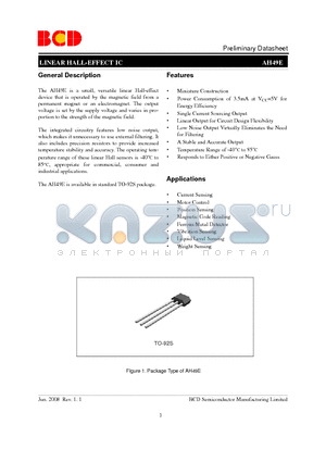 AH49EZ3-G1 datasheet - LINEAR HALL-EFFECT IC