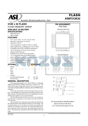 AS8F512K32Q-150/883C datasheet - Flash Memory Array