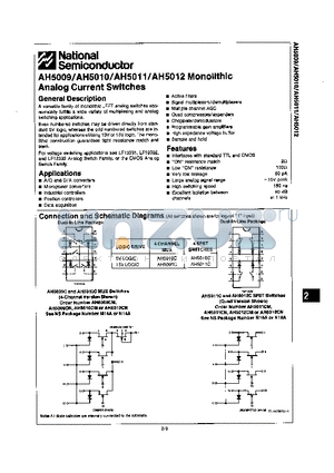 AH5011 datasheet - MONOLITHIC ANALOG CURRENT SWITCHES
