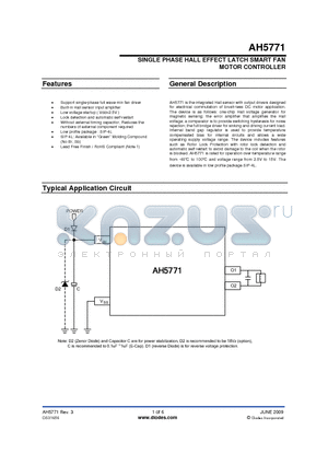 AH5771-PG-B datasheet - SINGLE PHASE HALL EFFECT LATCH SMART FAN