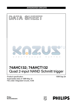 74AHC132 datasheet - Quad 2-input NAND Schmitt trigger