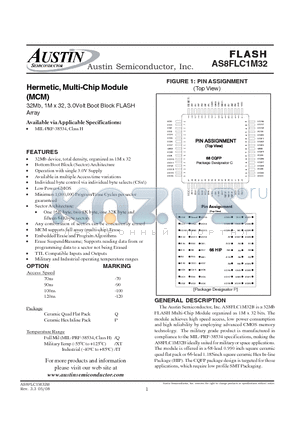 AS8FLC1M32BP-100/Q datasheet - Hermetic, Multi-Chip Module (MCM) 32Mb, 1M x 32, 3.0Volt Boot Block FLASH Array