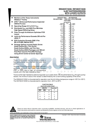 74AHC16540DGGRE4 datasheet - 16-BIT BUFFERS/DRIVERS WITH 3-STATE OUTPUTS