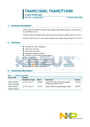 74AHC1G00 datasheet - 2-input NAND gate