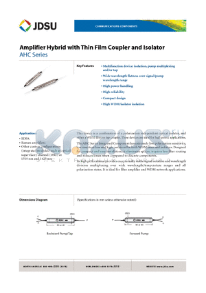 AHC-102 datasheet - Amplifier Hybrid with Thin Film Coupler and Isolator