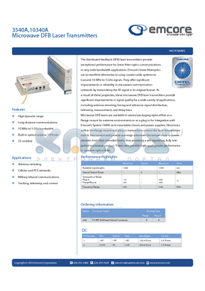 10340A datasheet - Microwave DFB Laser Transmitters