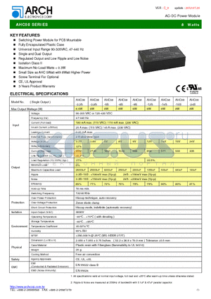 AHC08-12S datasheet - AC-DC Power Module