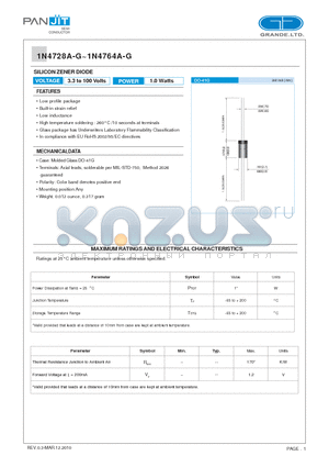 1N4728A-G datasheet - SILICON ZENER DIODE