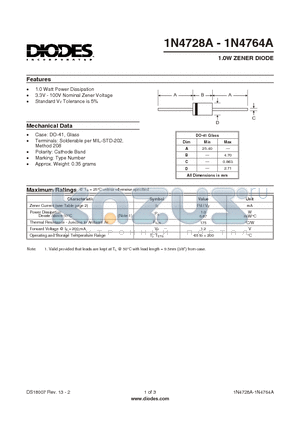 1N4729A datasheet - SILICON SWITCHING DIODE