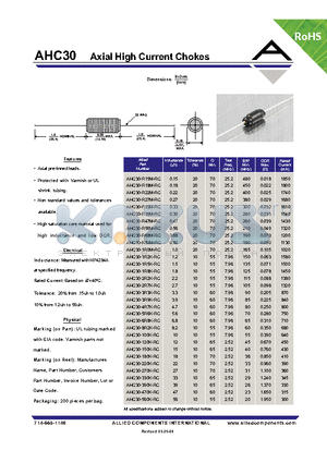 AHC30-180K-RC datasheet - Axial High Current Chokes