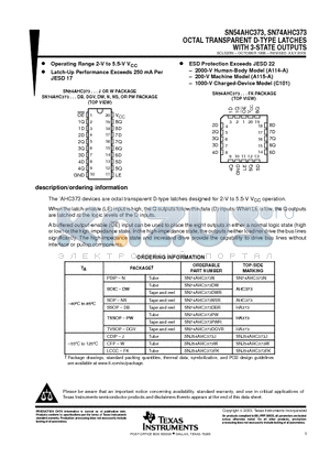 AHC373 datasheet - OCTAL TRANSPARENT D-TYPE LATCHES WITH 3-STATE OUTPUTS
