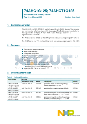 74AHC1G125GV datasheet - Bus buffer/line driver; 3-state