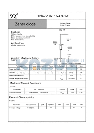 1N4730A datasheet - Zener diode