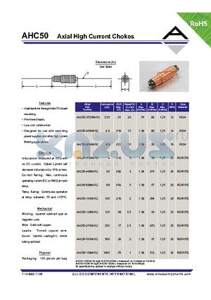 AHC50-4R0M-RC datasheet - Axial High Current Chokes