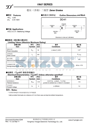 1N4730A datasheet - Zener Diodes