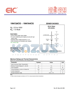 1N4730CG datasheet - ZENER DIODES