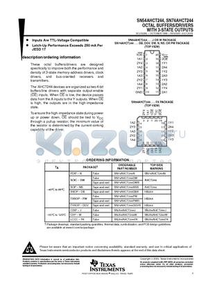 AHCT244 datasheet - OCTAL BUFFERS/DRIVERS WITH 3-STATE OUTPUTS