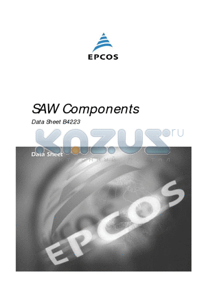 B4223 datasheet - SAW Components Low-Loss Dual Band Filter for Mobile Communication 881,5 / 1960 MHz