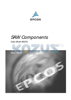 B4234 datasheet - SAW Components Low-Loss Dual Band Filter for Mobile Communication 881,5/1960,0 MHz
