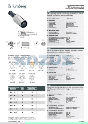 012103 datasheet - DIN-Rundsteckverbinder