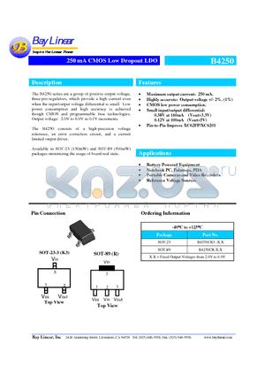 B4250 datasheet - 250 mA CMOS Low Dropout LDO