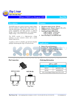 B4250CK3-2.0 datasheet - 250 mA CMOS Low Dropout LDO