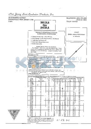 1N4733 datasheet - ONE WATT HERMETICALLY SEALED GLASS SILICON ZENER DIODES