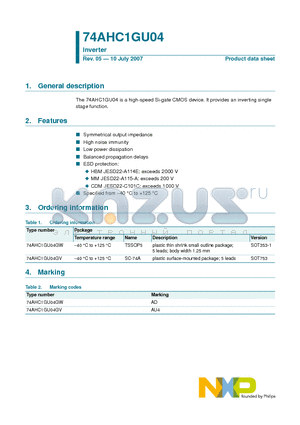 74AHC1GU04 datasheet - Inverter