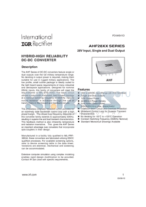 AHF2803DF/HB datasheet - HYBRID-HIGH RELIABILITY DC-DC CONVERTER