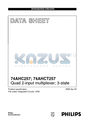 74AHC257PW datasheet - Quad 2-input multiplexer; 3-state