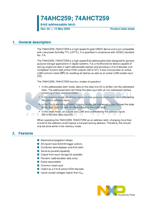 74AHC259PW datasheet - 8-bit addressable latch