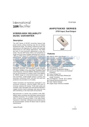 AHP27005DWHB datasheet - HYBRID-HIGH RELIABILITYDC/DC CONVERTER