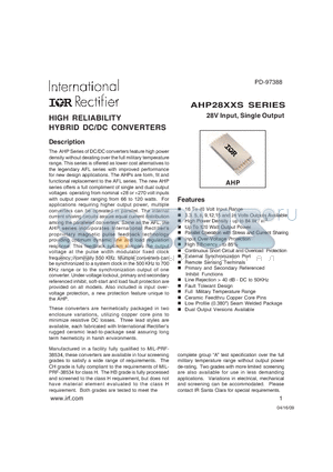 AHP2803R3S datasheet - HIGH RELIABILITY HYBRID DC/DC CONVERTERS