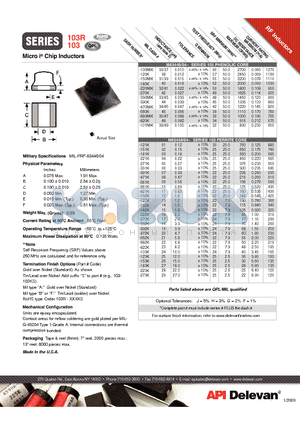 103R_10 datasheet - Micro i^ Chip Inductors
