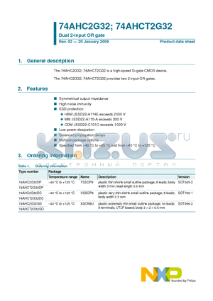 74AHC2G32GD datasheet - Dual 2-input OR gate