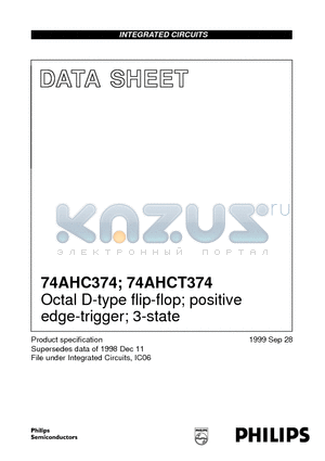 74AHC374PW datasheet - Octal D-type flip-flop; positive edge-trigger; 3-state