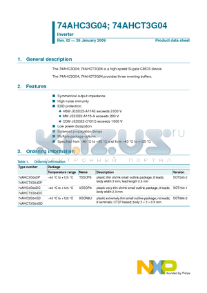 74AHC3G04DP datasheet - Inverter