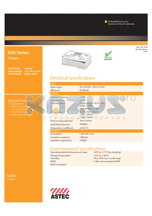 ASA00AA18-L datasheet - ASA 6W Series