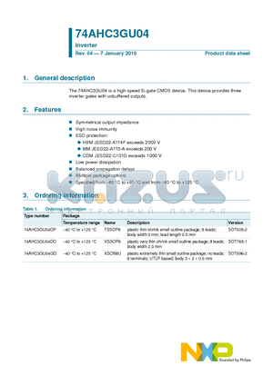 74AHC3GU04 datasheet - Inverter