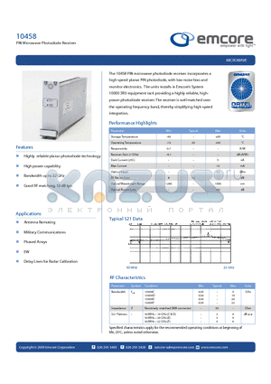 10458D-SA datasheet - PIN Microwave Photodiode Receiver