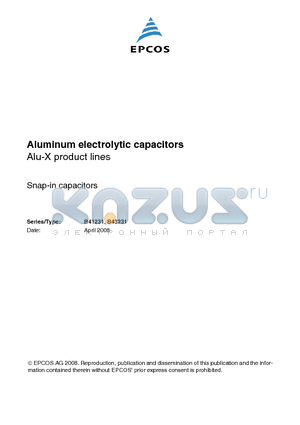 B43231A2827M000 datasheet - Aluminum electrolytic capacitors